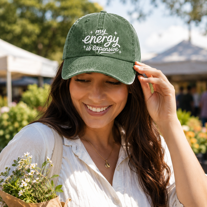 My Energy Is Expensive Embroidered Washed Cap - Washed Cap - alternate angle