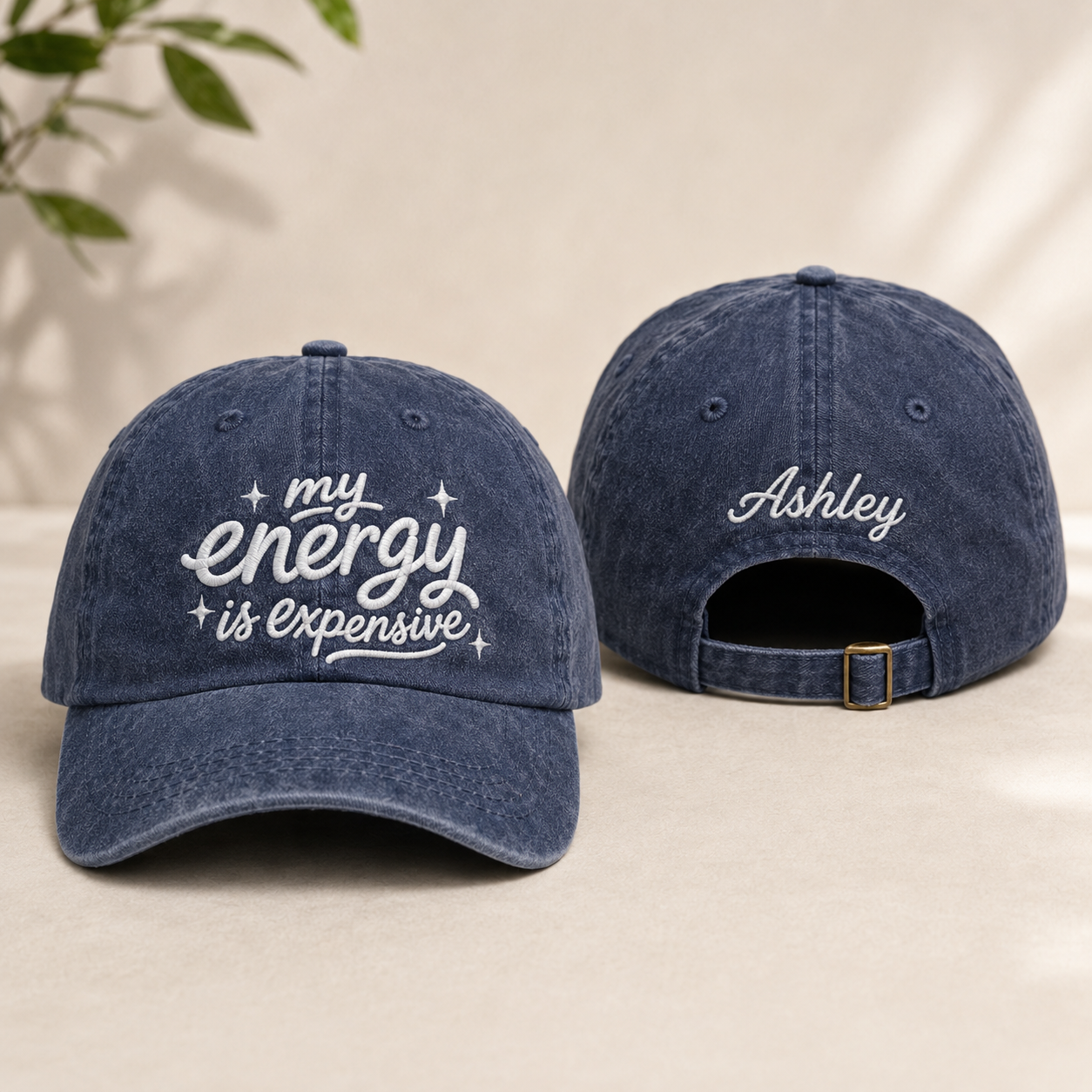My Energy Is Expensive Embroidered Washed Cap - Washed Cap - front view