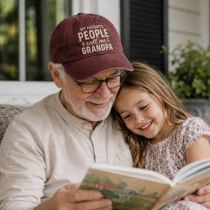 My Favorite People Call Me Grandpa Adjustable Washed Cap - washed cap - alternate angle