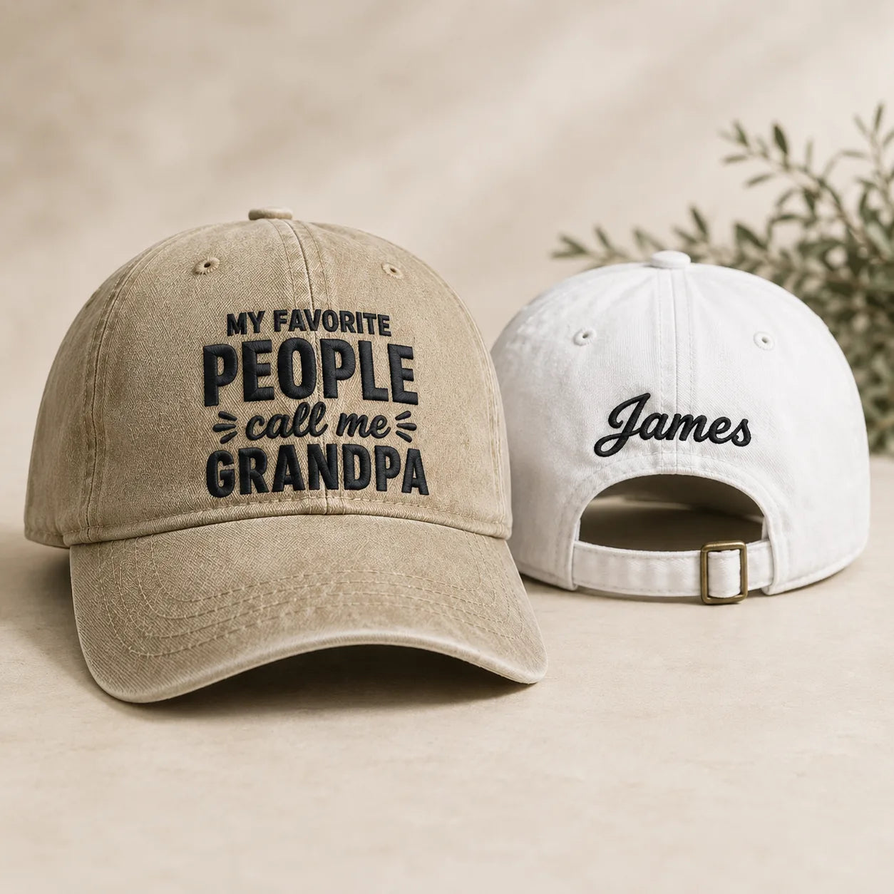 My Favorite People Call Me Grandpa Adjustable Washed Cap - washed cap - front view