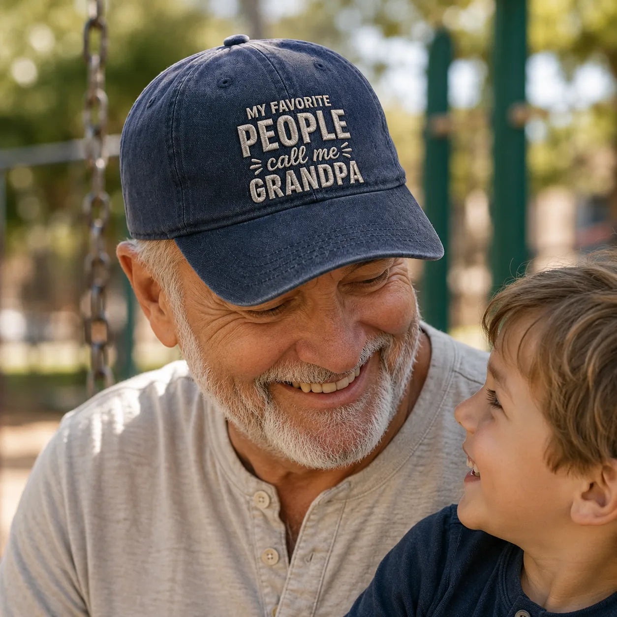 My Favorite People Call Me Grandpa Adjustable Washed Cap - washed cap - side view