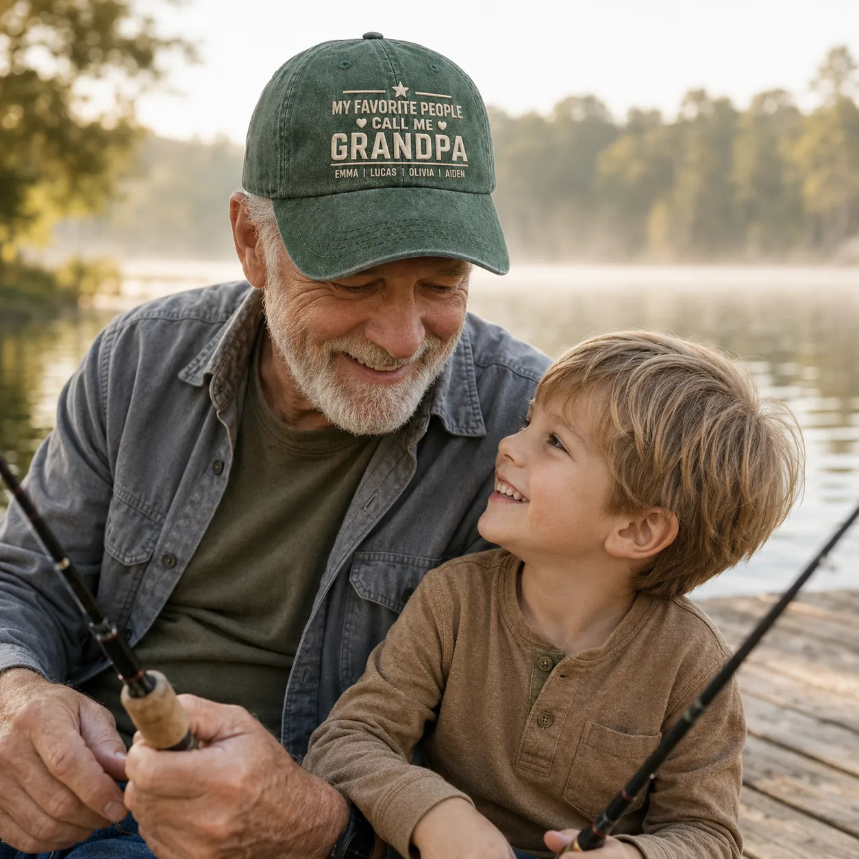 My Favorite People Call Me Grandpa Birthday Washed Cap - washed cap - detail