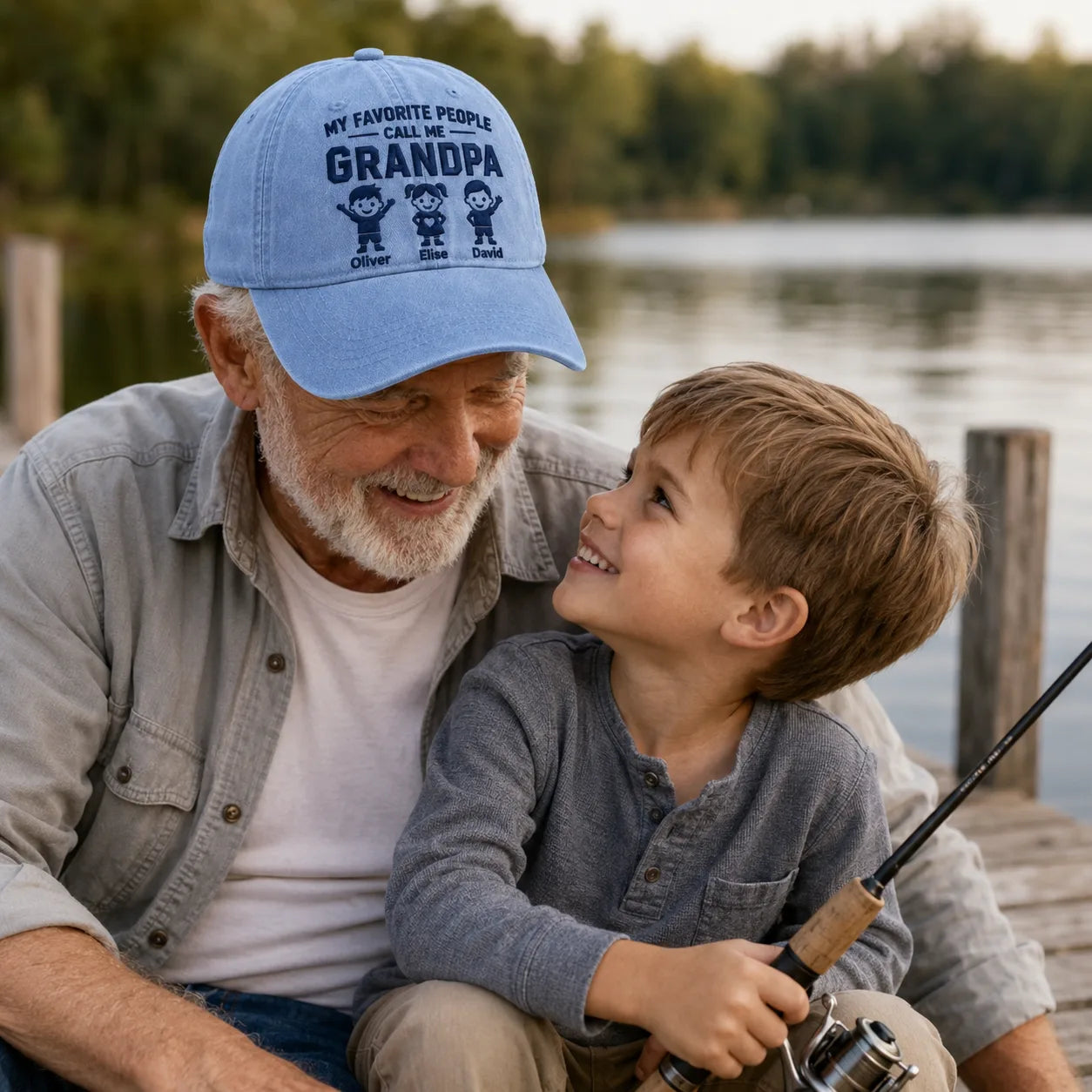 My Favorite People Call Me Grandpa Strap Washed Cap - washed cap - detail