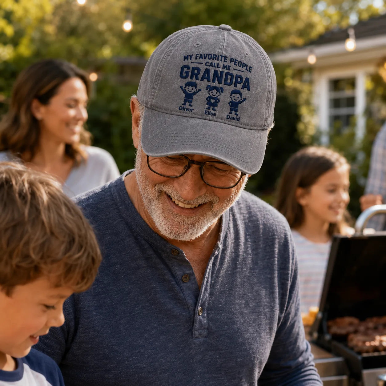 My Favorite People Call Me Grandpa Strap Washed Cap - washed cap - lifestyle