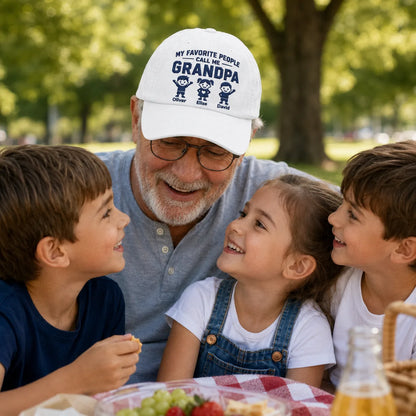 My Favorite People Call Me Grandpa Strap Washed Cap - washed cap - side view