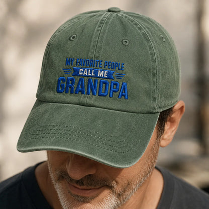 My Favorite People Call Me Grandpa Washed Cap - washed cap - detail