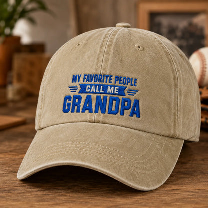 My Favorite People Call Me Grandpa Washed Cap - washed cap - lifestyle