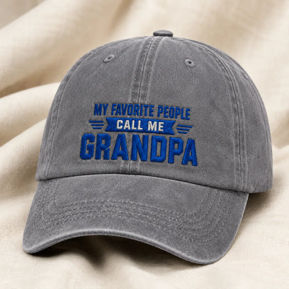 My Favorite People Call Me Grandpa Washed Cap - washed cap - side view