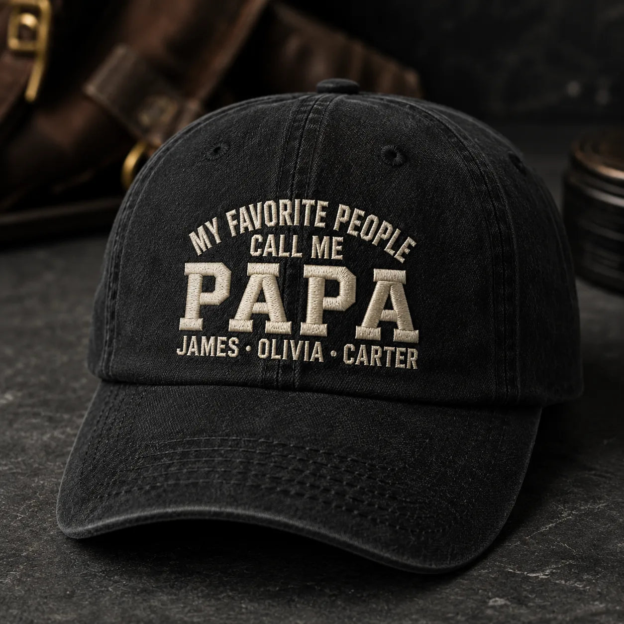 My Favorite People Call Me Papa Adjustable Washed Cap - washed cap - alternate angle