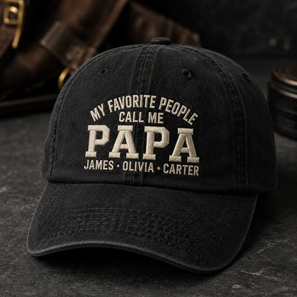 My Favorite People Call Me Papa Adjustable Washed Cap - washed cap - alternate angle