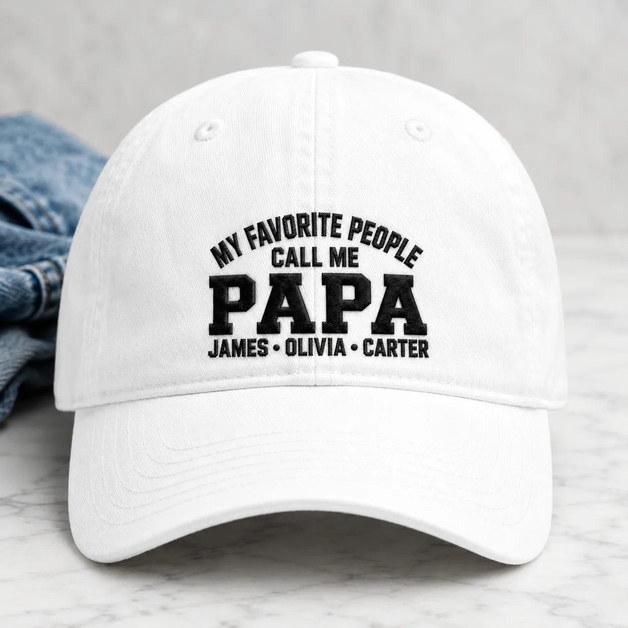 My Favorite People Call Me Papa Adjustable Washed Cap - washed cap - detail