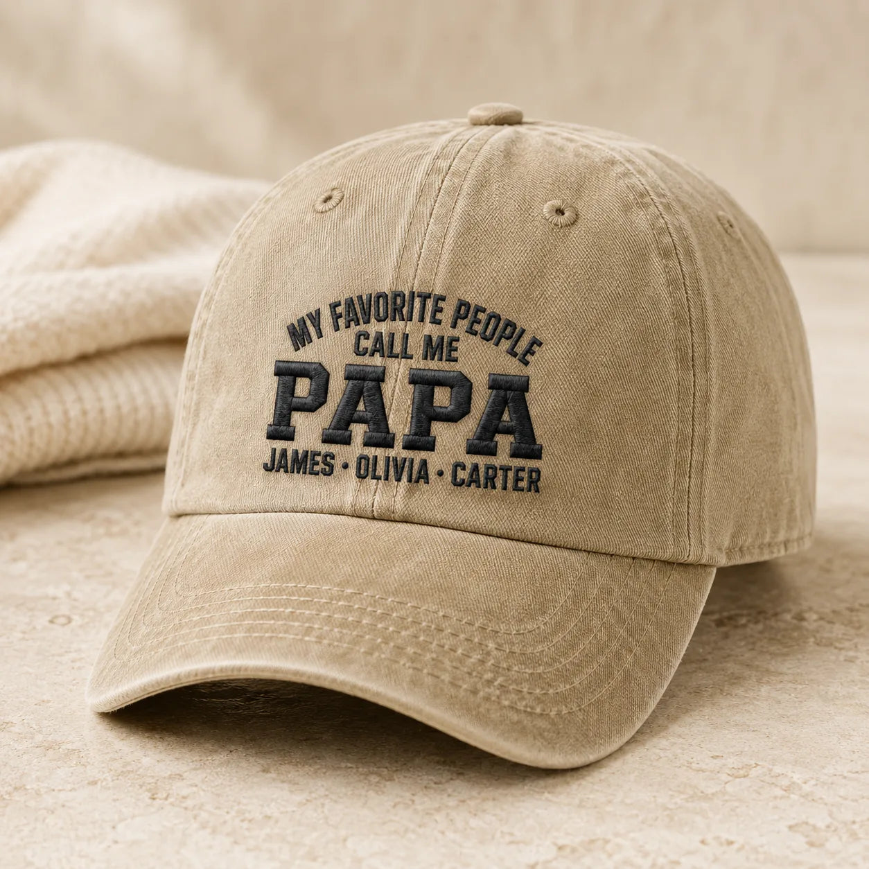 My Favorite People Call Me Papa Adjustable Washed Cap - washed cap - lifestyle