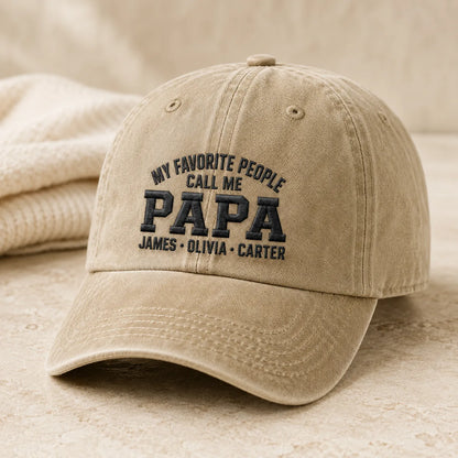 My Favorite People Call Me Papa Adjustable Washed Cap - washed cap - lifestyle