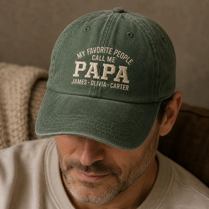 My Favorite People Call Me Papa Adjustable Washed Cap - washed cap - styled