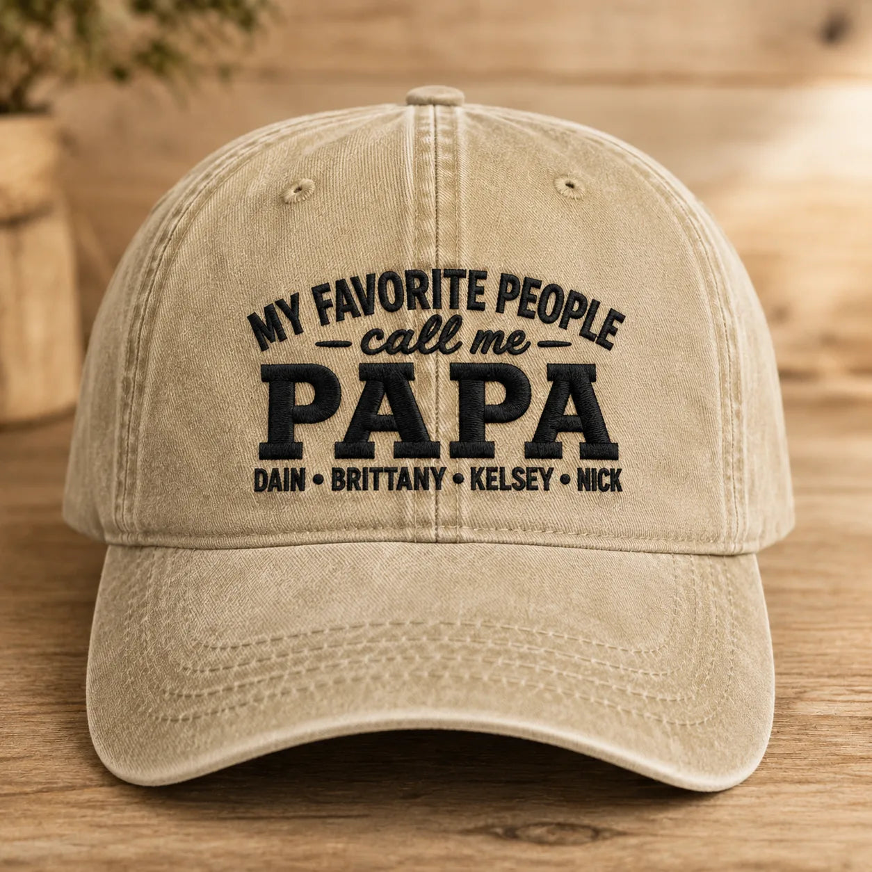 My Favorite People Call Me Papa Birthday Washed Cap - washed cap - detail
