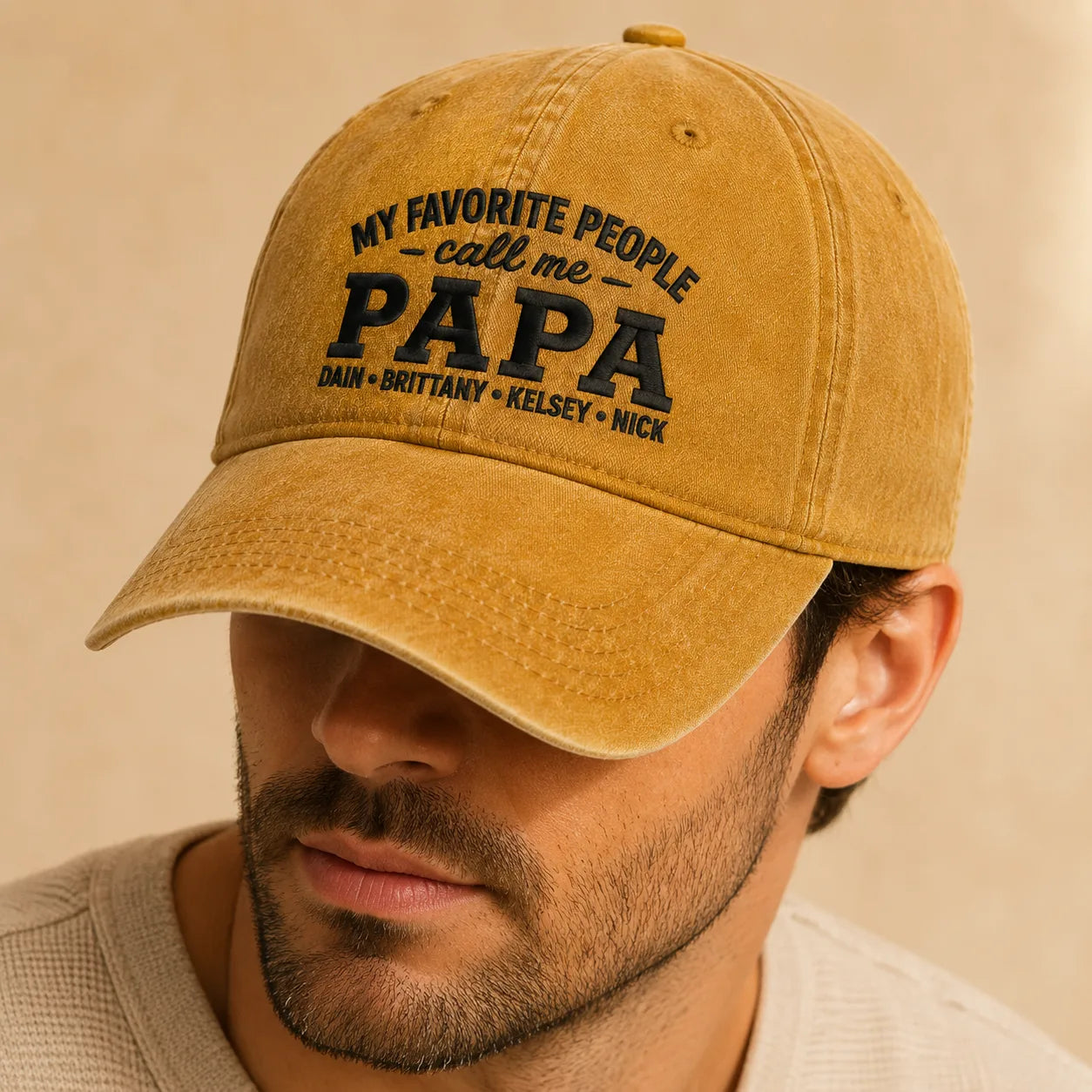 My Favorite People Call Me Papa Birthday Washed Cap - washed cap - side view