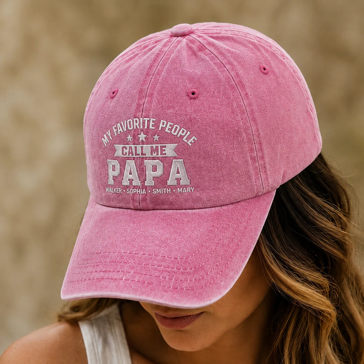 My Favorite People Call Me Papa Personalized Washed Cap - washed cap - alternate angle