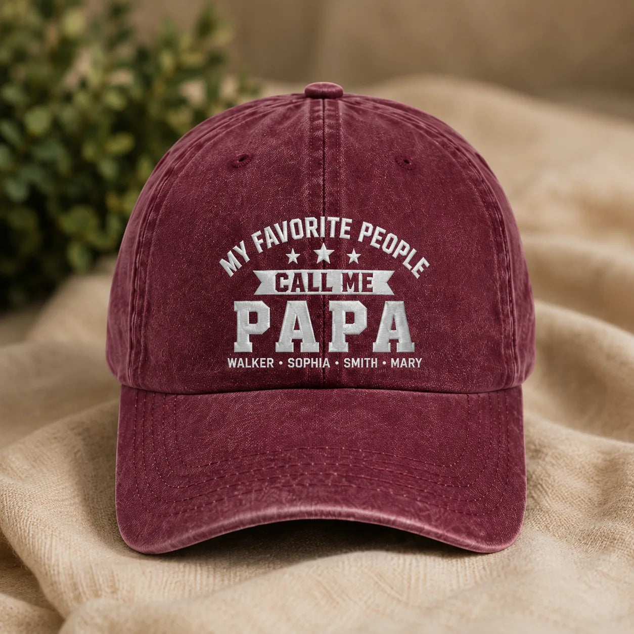 My Favorite People Call Me Papa Personalized Washed Cap - washed cap - detail