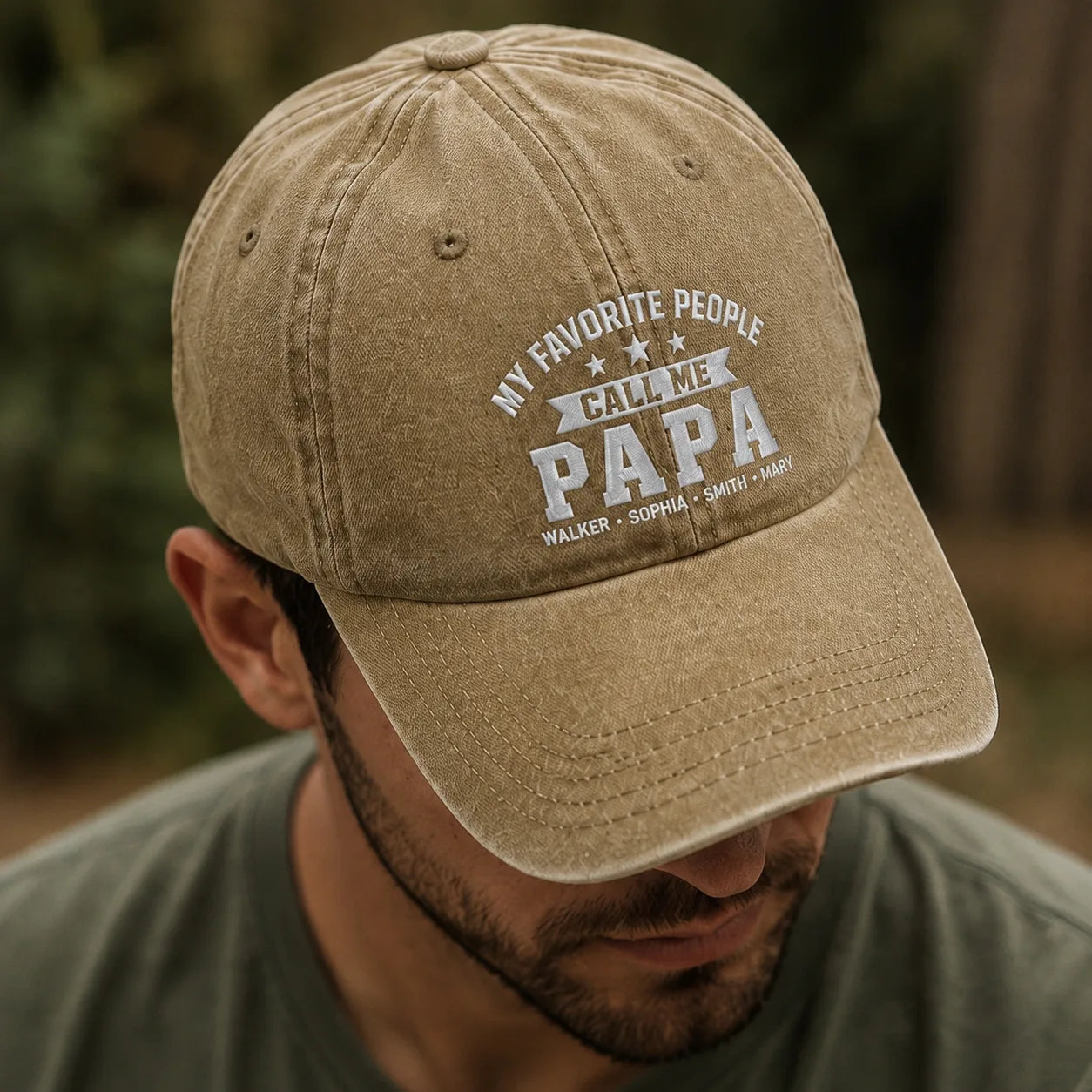 My Favorite People Call Me Papa Personalized Washed Cap - washed cap - front view