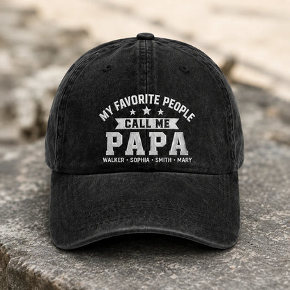 My Favorite People Call Me Papa Personalized Washed Cap - washed cap - lifestyle