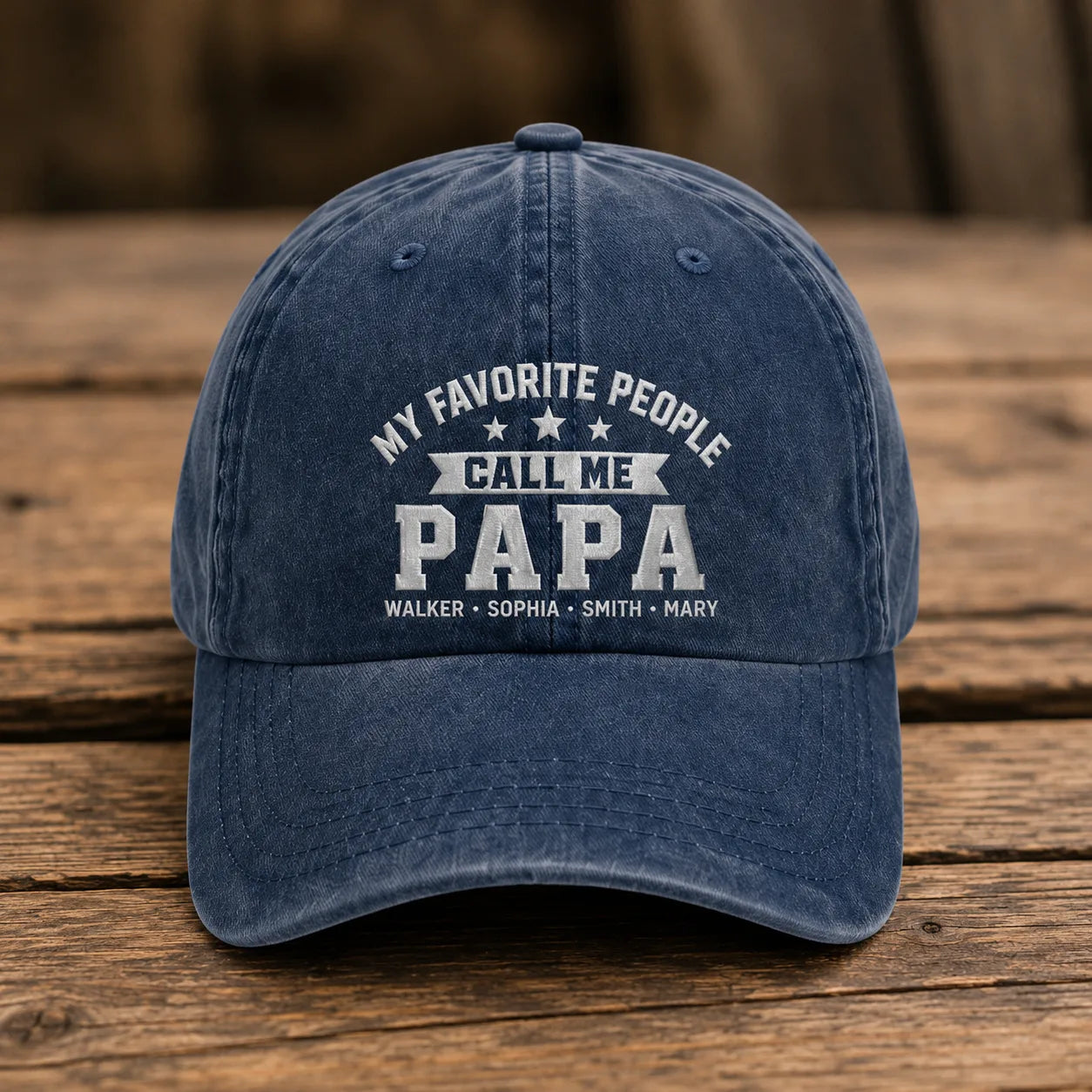 My Favorite People Call Me Papa Personalized Washed Cap - washed cap - side view
