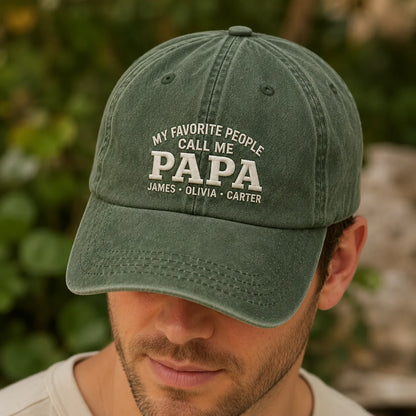 My Favorite People Call Me Papa Washed Cap - washed cap - back view