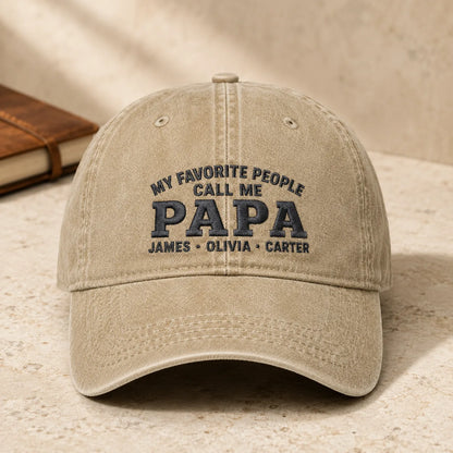 My Favorite People Call Me Papa Washed Cap - washed cap - lifestyle