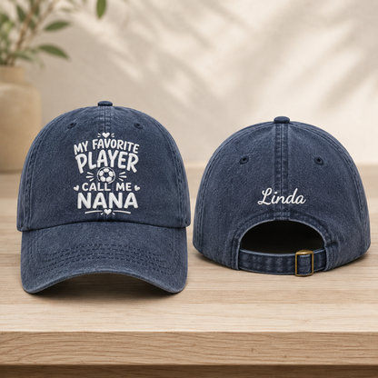 My Favorite Player Embroidered Washed Cap - Washed Cap - front view