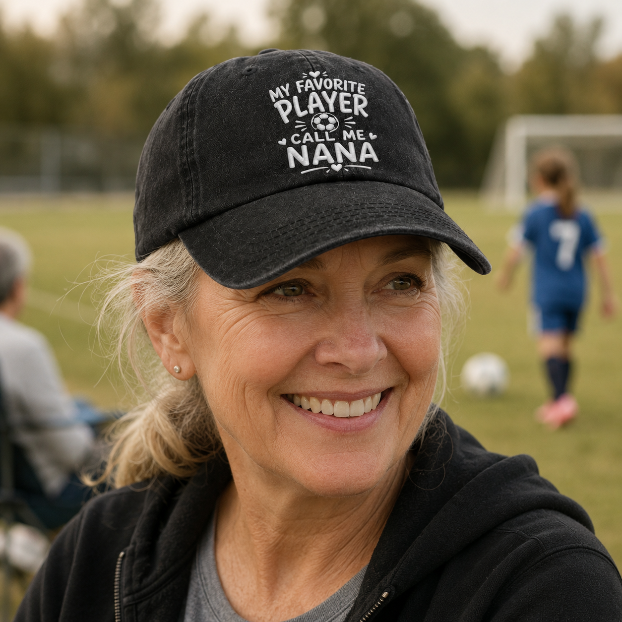 My Favorite Player Embroidered Washed Cap - Washed Cap - side view