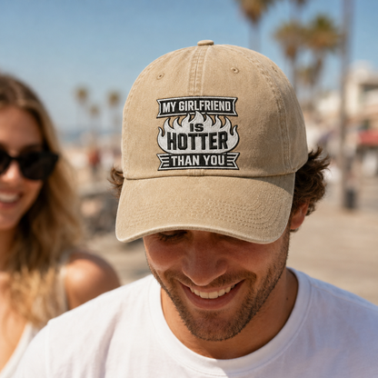 My Girlfriend Is Hotter Washed Cap - Washed Cap - side view