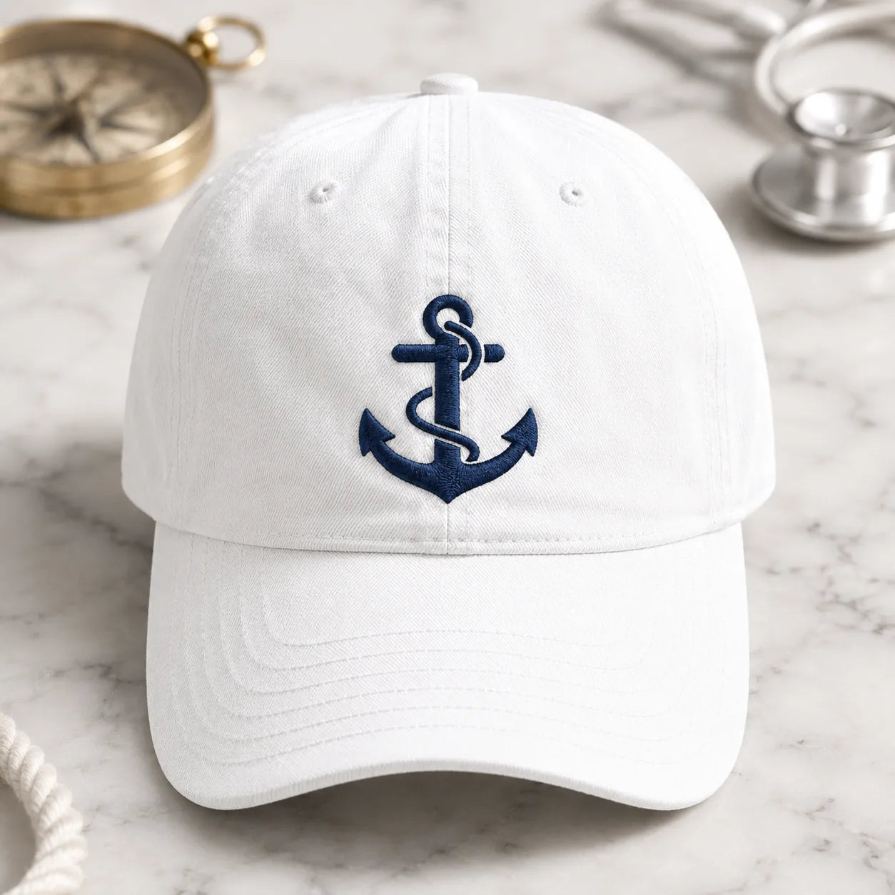Nautical Anchor Washed Cap - washed cap - side view