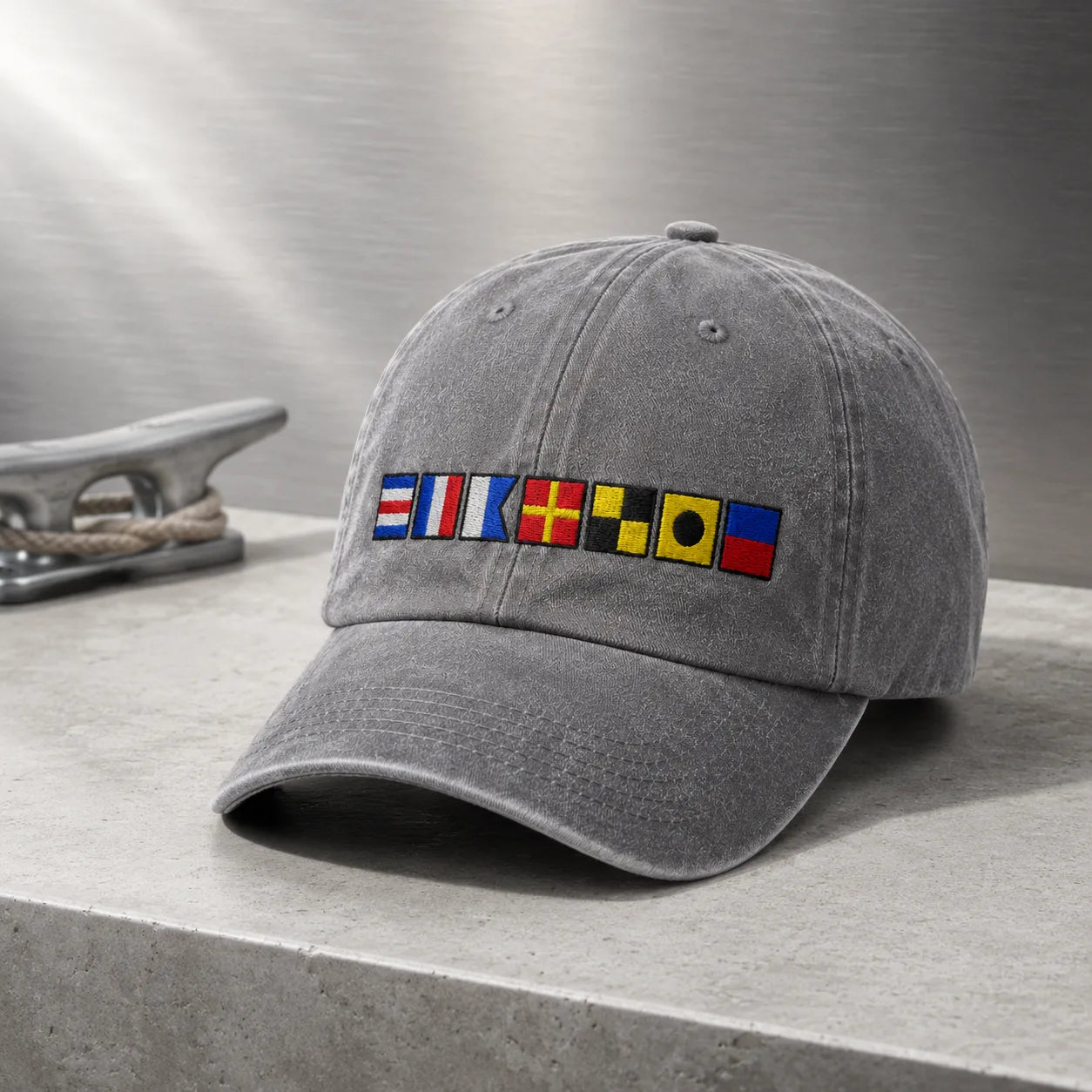 Nautical Signal Flag Beach Washed Cap - washed cap - alternate angle