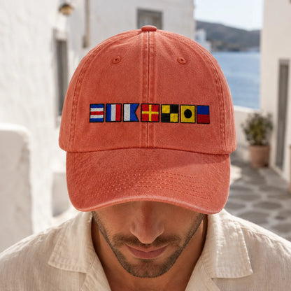 Nautical Signal Flag Washed Cap - washed cap - packaging