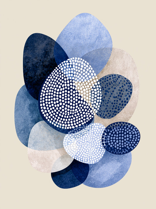 Navy Abstract Wall Art - Wall Art Decor - front view - navy abstract wall art, blue geometric art print