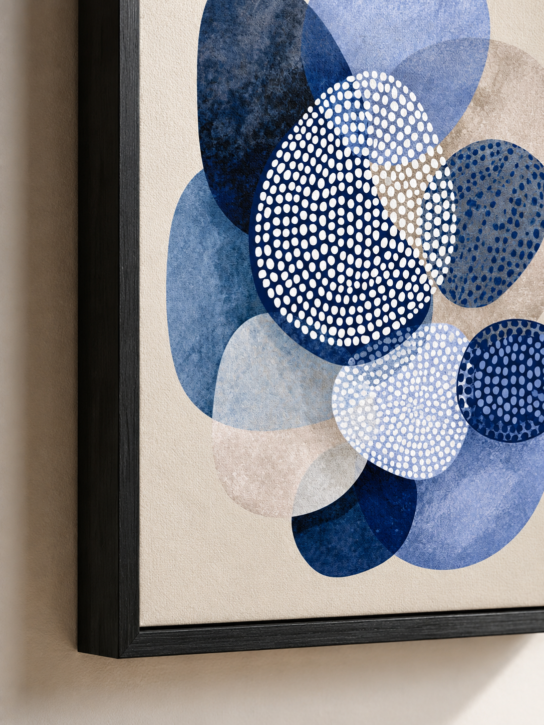 Navy Abstract Wall Art - Wall Art Decor - front view - navy abstract wall art, blue geometric art print