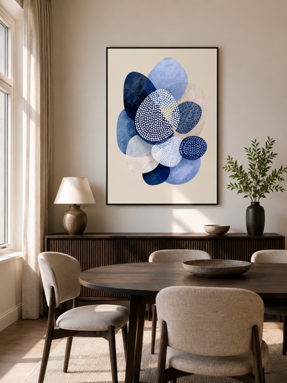 Navy Abstract Wall Art - Wall Art Decor - lifestyle shot - navy abstract wall art, blue geometric art print