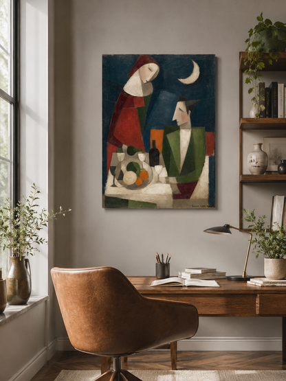 Navy Cubist Wall Art - Wall Art Decor - packaging - navy cubist wall art, cubist figure art print