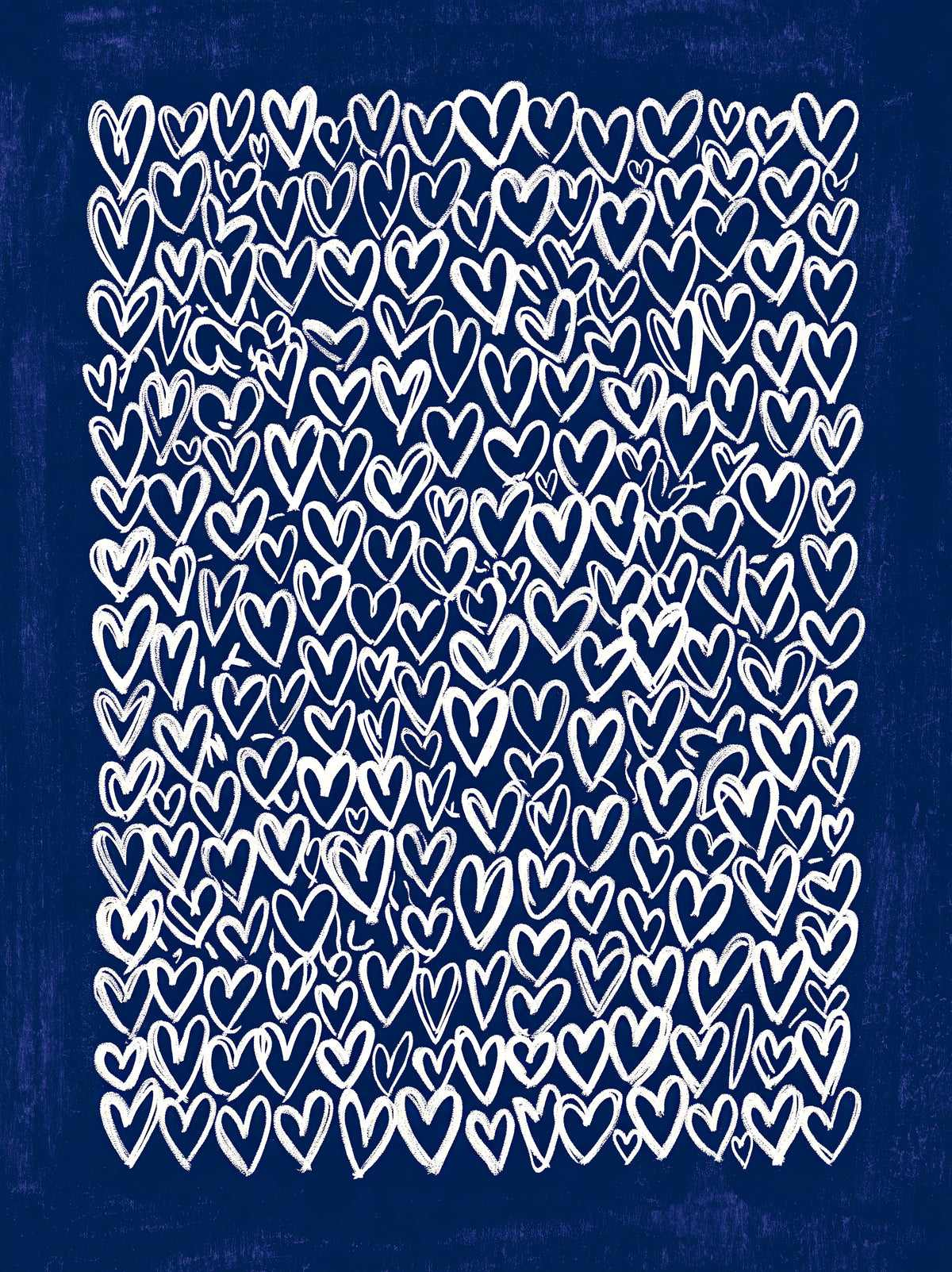 Navy Hearts Wall Art - Wall Art Decor - front view - navy hearts wall art, blue heart art print