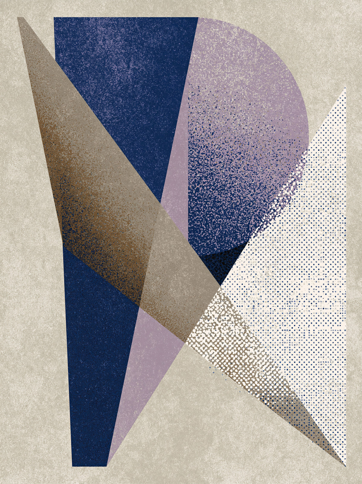 Navy Lilac Geometric Wall Art - Wall Art Decor - front view - navy lilac geometric wall art, navy abstract art print