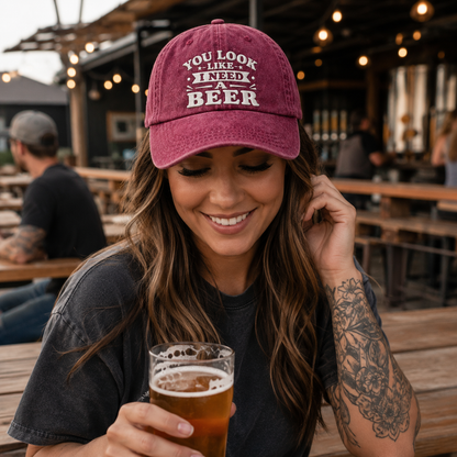 Need A Beer Embroidered Washed Cap - Washed Cap - alternate angle