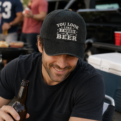 Need A Beer Embroidered Washed Cap - Washed Cap - lifestyle