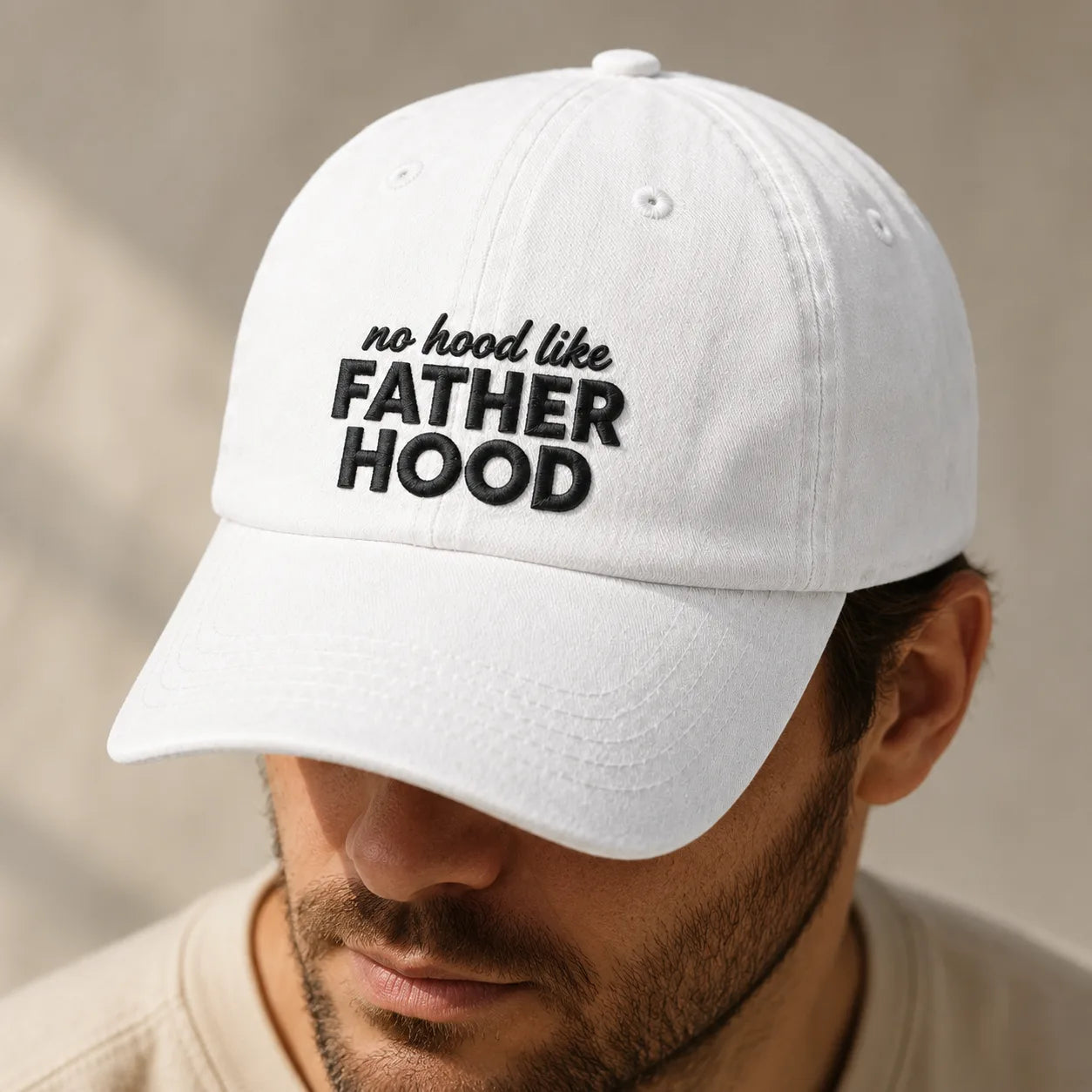 No Hood Like Father Hood Washed Cap - washed cap - detail