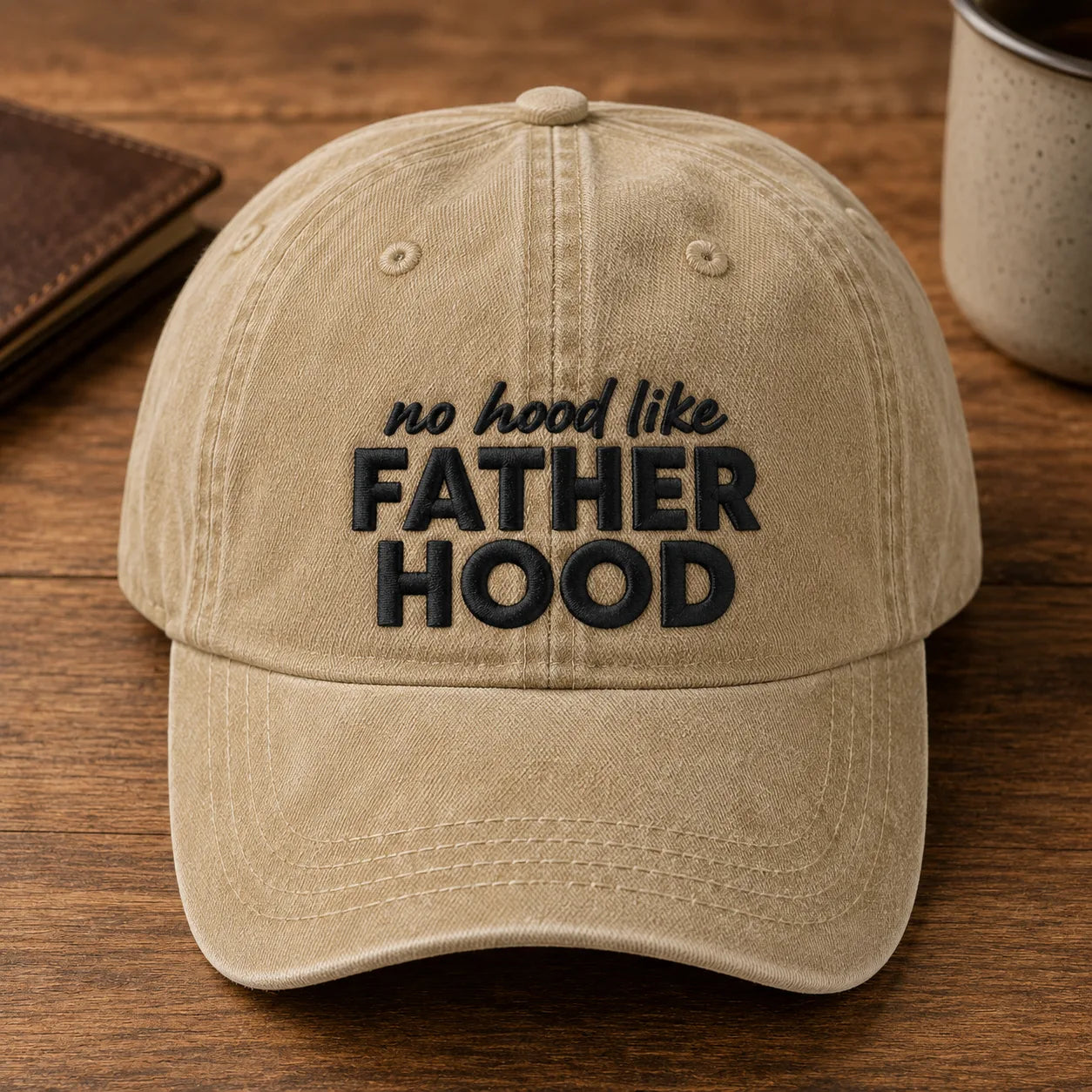 No Hood Like Father Hood Washed Cap - washed cap - front view