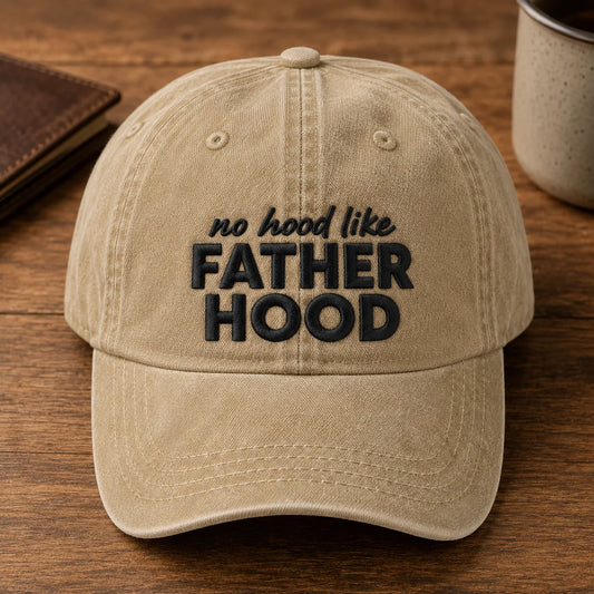 No Hood Like Father Hood Washed Cap - washed cap - front view