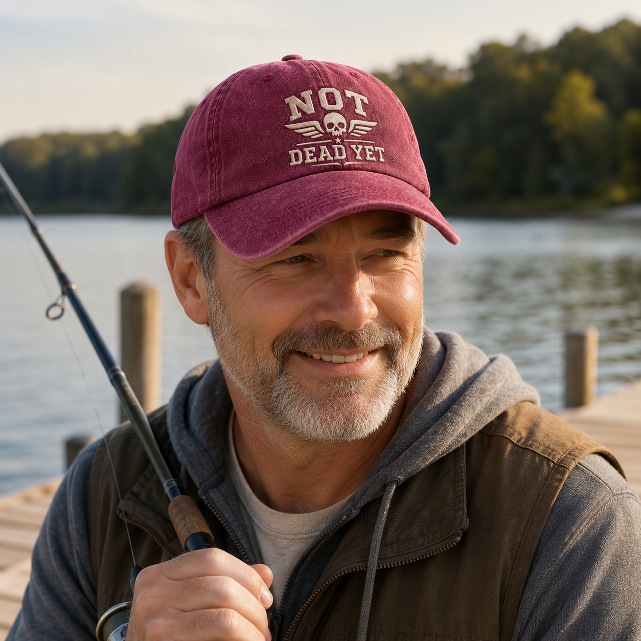Not Dead Yet Embroidered Washed Cap - Washed Cap - alternate angle