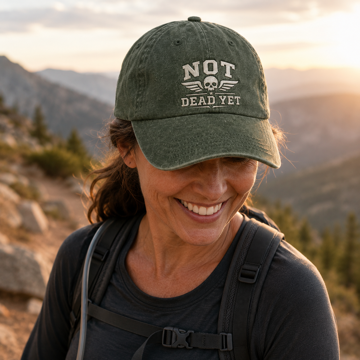 Not Dead Yet Embroidered Washed Cap - Washed Cap - detail