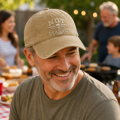 Not Dead Yet Embroidered Washed Cap - Washed Cap - side view