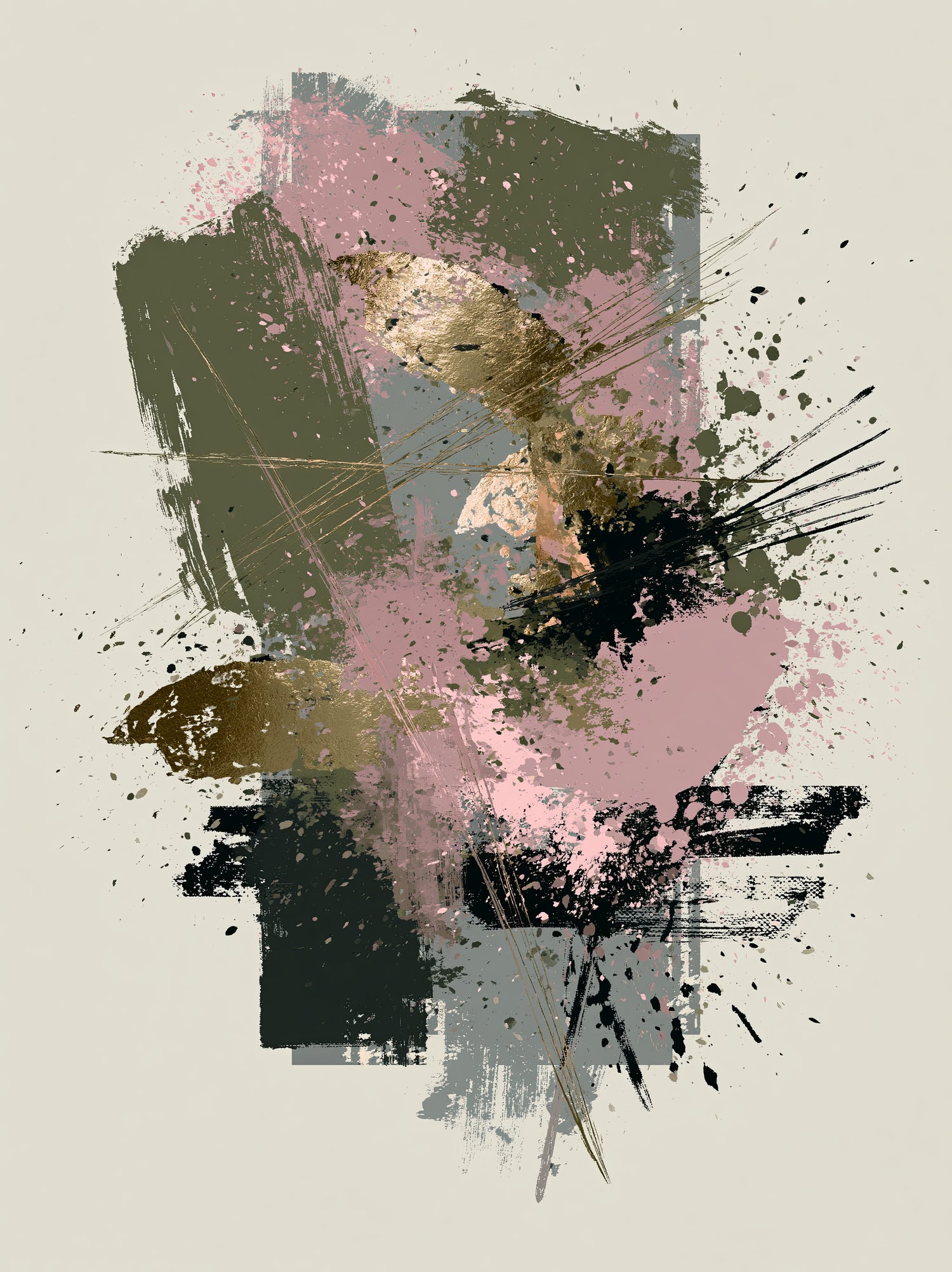 Olive Abstract Wall Art - Wall Art Decor - front view - olive abstract wall art, blush abstract art