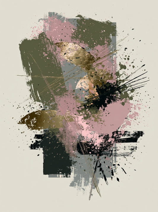 Rose Sauge Art Mural - Wall Art Decor - front view - olive abstract wall art, blush abstract art