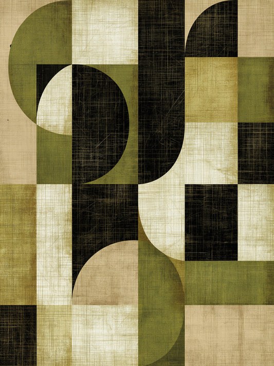 Vert Olive Décoration Murale - Wall Art Decor - front view - olive black geometric wall art, olive abstract art print